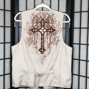 EL GENERAL Cross embroidered Lined vest Rhinestone
